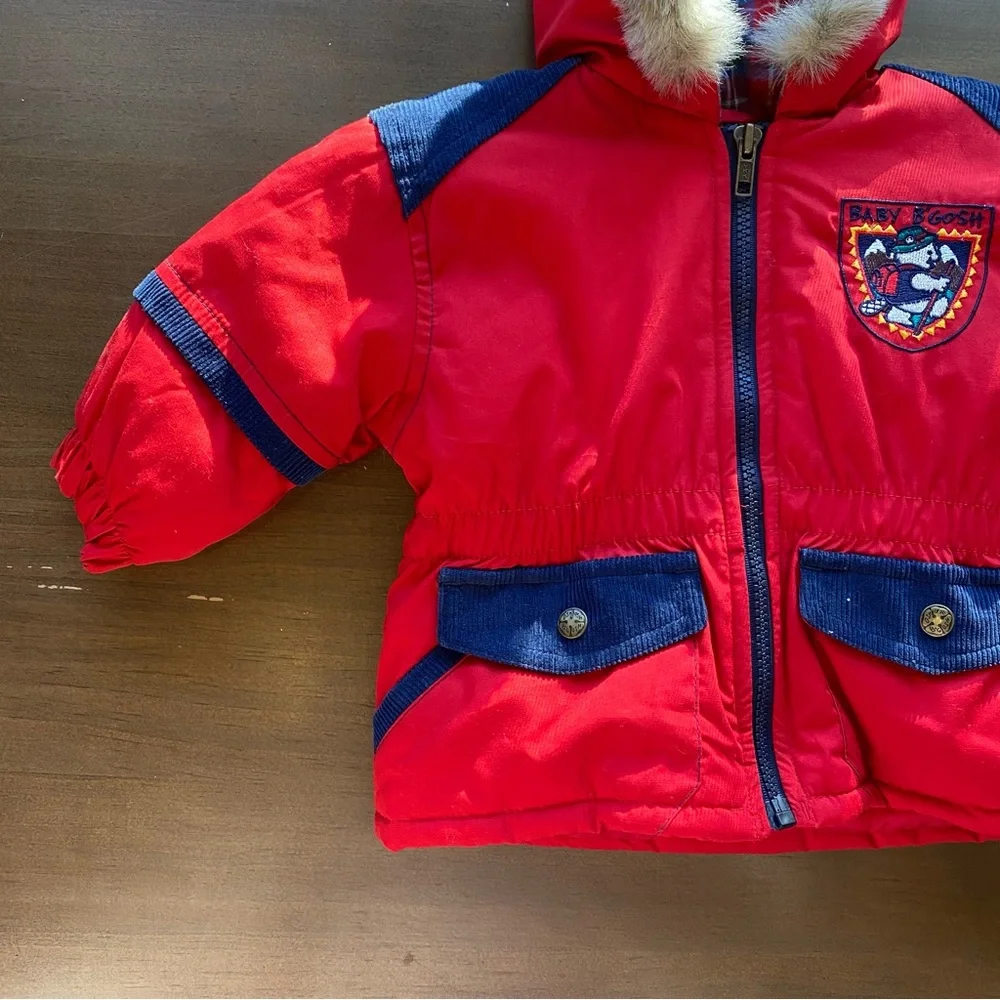 Vintage Baby B’gosh NWT Winter Coat Red Navy Beaver 12 Months Dead Stock Boy